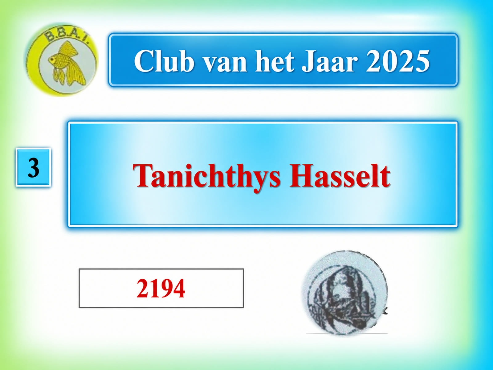 Tanichthys Hasselt op de derde plaats